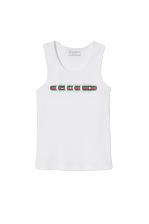 white cotton tshirt GUCCI KIDS | 808717XJG0X9214